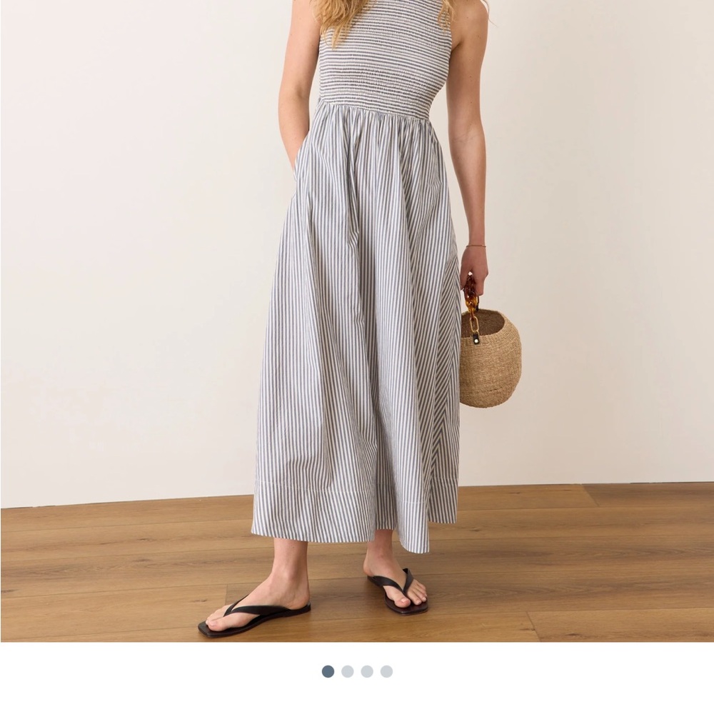 Marine Layer Darcy Poplin Smocked Striped Maxi Dress